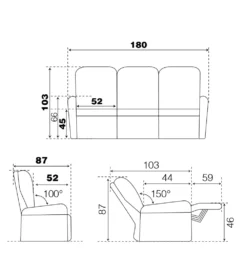 CANAPE SYMBA 3 PLACES ELECTRIQUE + TETIERE CREMAILLERE C36 -Mobilier Chic Magasin canape symba 3 places 1 moetur par assise tetiere cremaillere c36 4