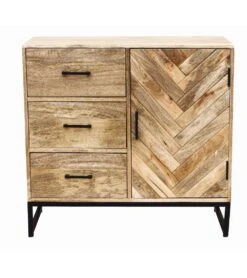 Meuble D'entrée Bois 1 Porte 3 Tiroirs Tapan A16